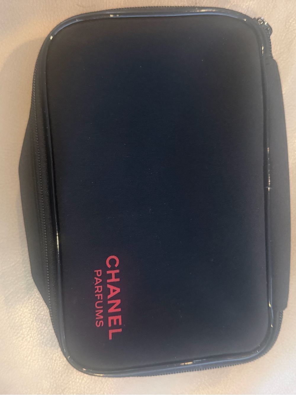 Rare CHANEL Parfums Black Mini Bag with Red Logo